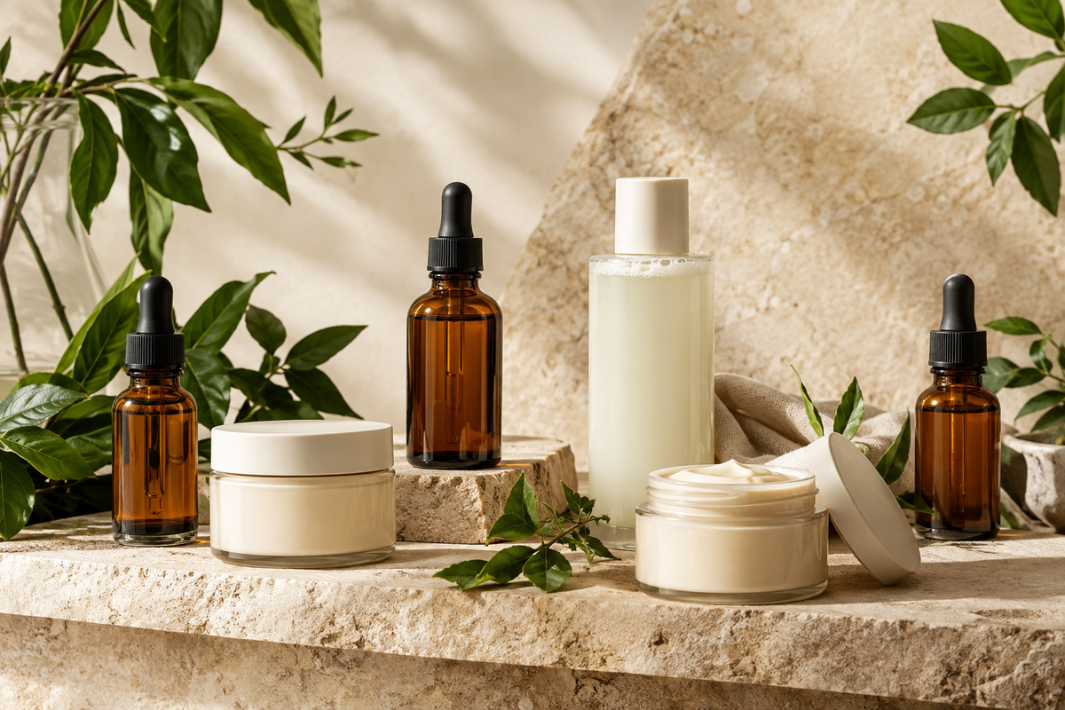 Natural skincare product display